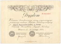 Dyplom potwierdzający nadanie Marii Wartanowiczowej Odznaki Pamiątkowej Pożyczki Narodowej.